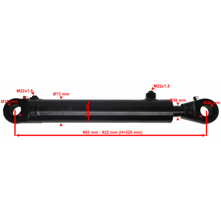 POLSKI SIŁOWNIK HYDRAULICZNY DWUSTRONNY CHWYTAK TUR ŁYŻKA 320 CJ2F 63x36x320 U35 SKRAW-MET